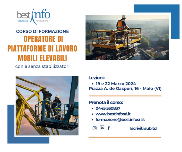 Operatore di piattaforme di lavoro mobili elevabili (PLE) con e senza stabilizzatori