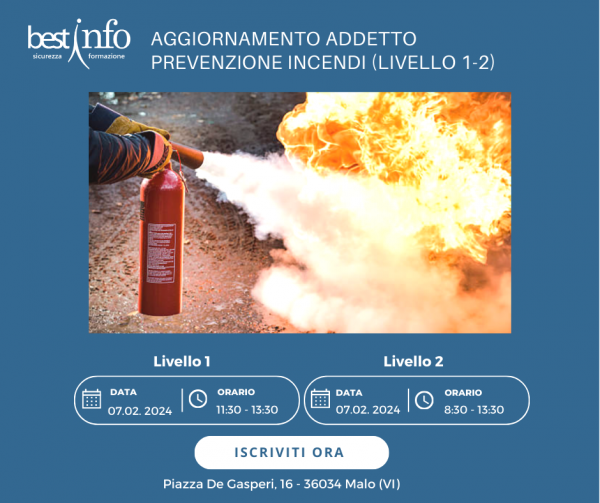 CORSI AGGIORNAMENTO ANTINCENDIO LIV. 1-2