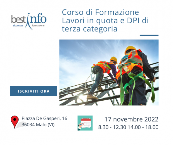 Corso di Formazione Lavori in quota e DPI di terza categoria